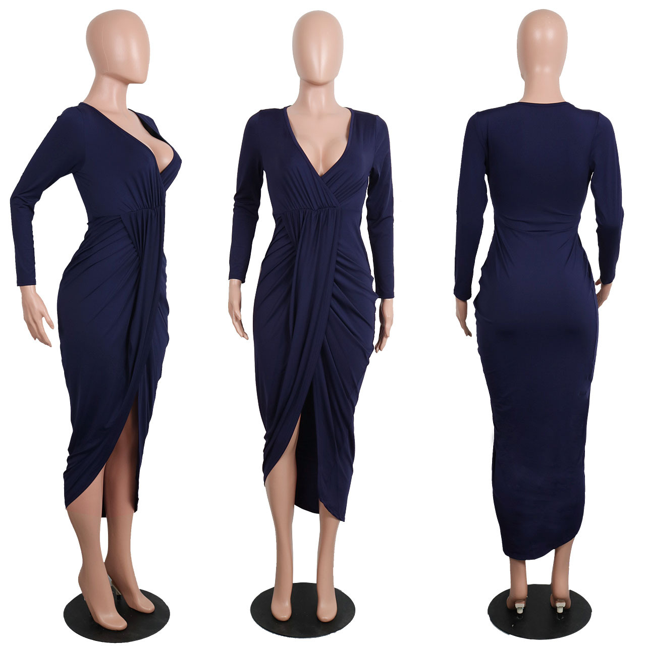 New Fashion Women Sexy V Neck Half Sleeve Bodycon Dresses Ladies