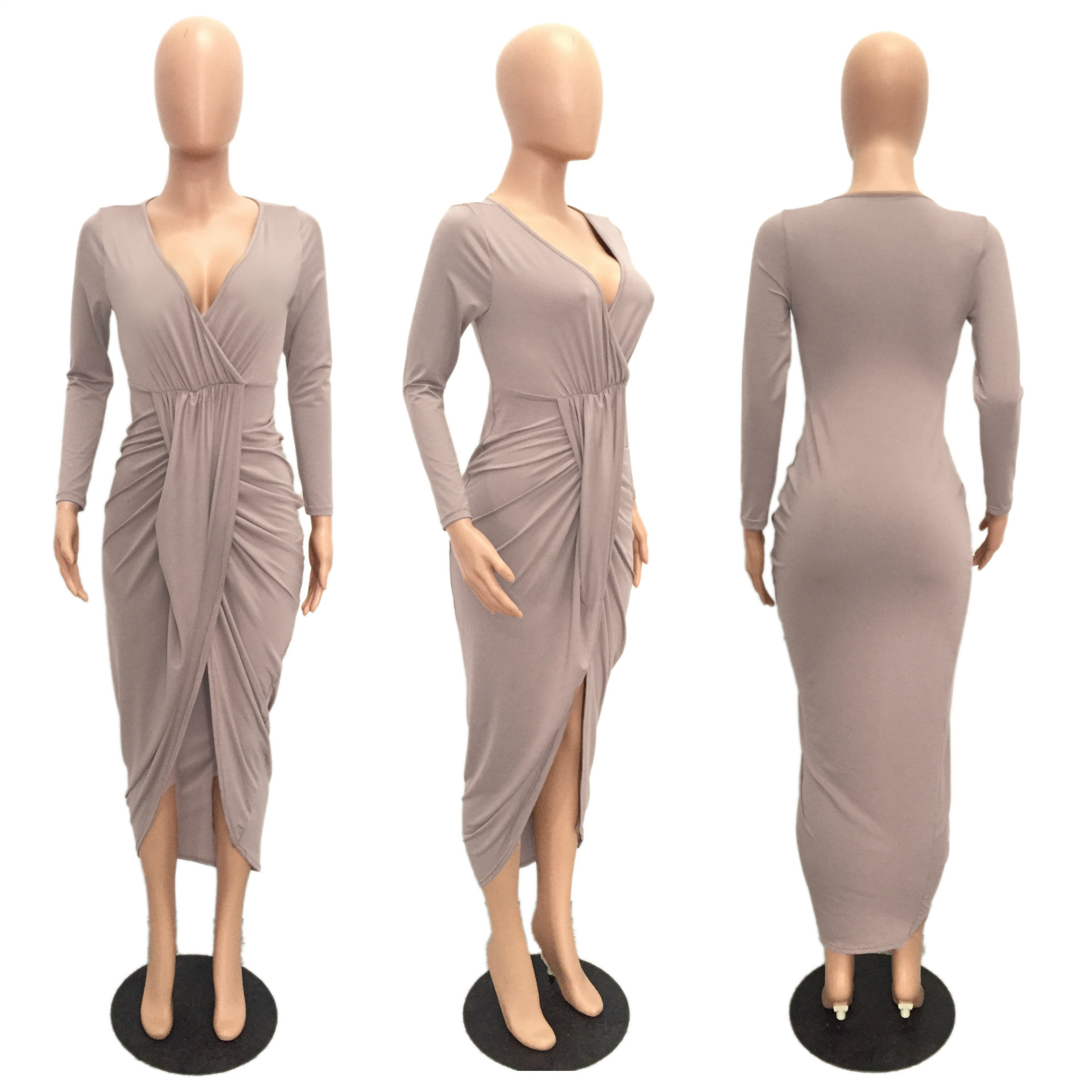 New Fashion Women Sexy V Neck Half Sleeve Bodycon Dresses Ladies
