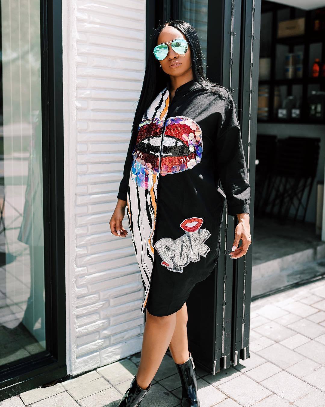 Women Long sleeve Lip sequin Shirt Dress Office Lady business Dress Streetwear Dress Clubwear