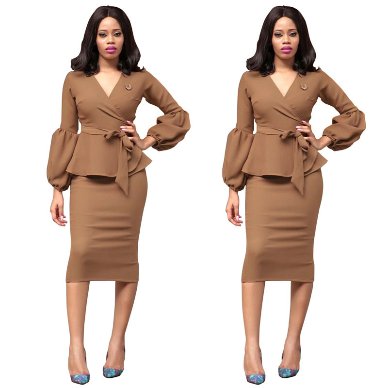 Women Long Sleeve Business Dress Office Lady bodycon Dress