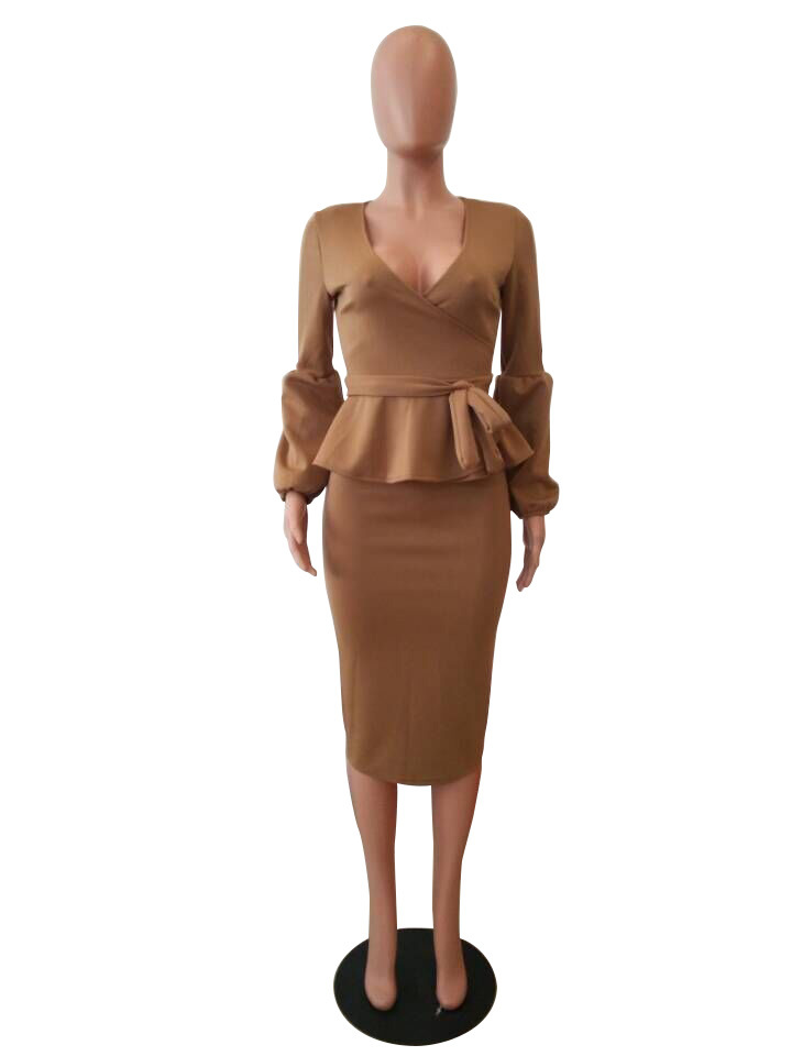 Women Long Sleeve Business Dress Office Lady bodycon Dress