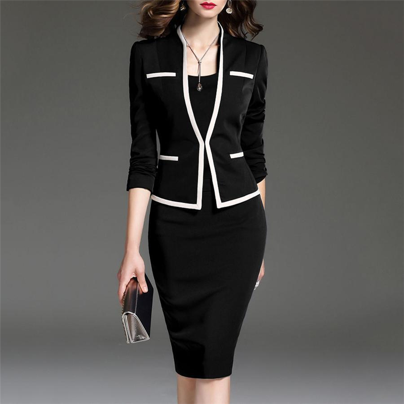 Ladies'Suit, Round-collar Slimming Pack, Hip, Autumn and Winter Ladies' Professional Suit