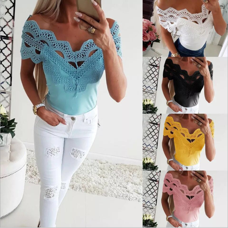 New 2019 Summer Women Tops Sexy Lace Comfortable Cozy Characteristic Boat Neck Ladies Blouses Street