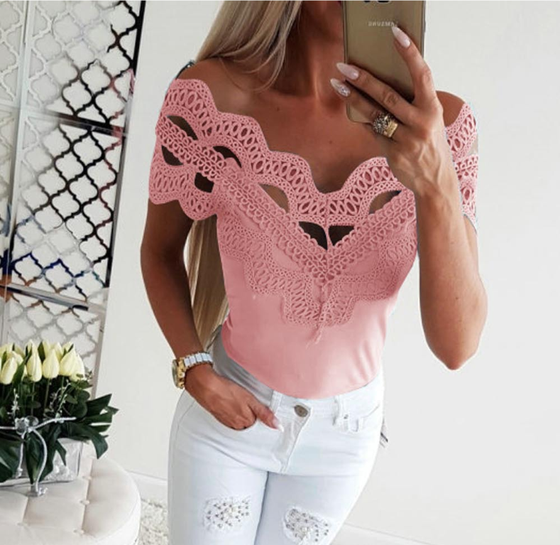New 2019 Summer Women Tops Sexy Lace Comfortable Cozy Characteristic Boat Neck Ladies Blouses Street