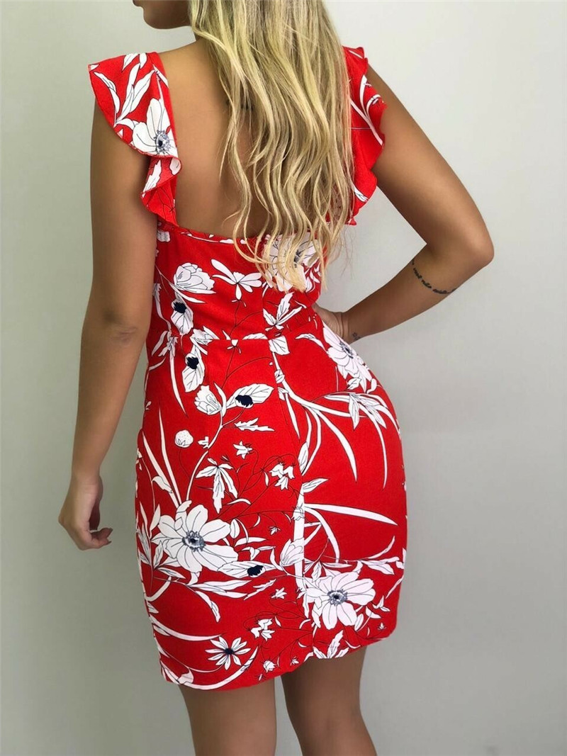 2019 Women Summer Sleeveless Print Dress Bare Backpack Bottom Dress Ladies Dress Street  Plus Size