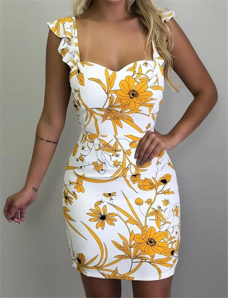 2019 Women Summer Sleeveless Print Dress Bare Backpack Bottom Dress Ladies Dress Street  Plus Size