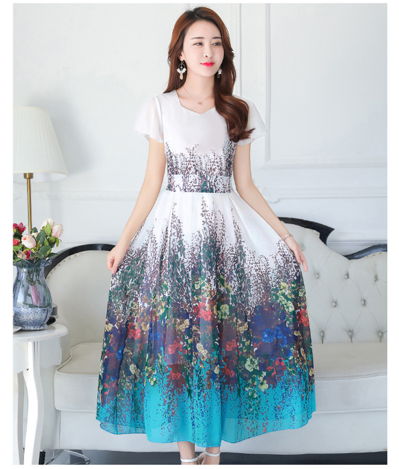 New summer 2019 chiffon dress sleeveless beach skirt slim printed skirt Fashion Long Dress For Women
