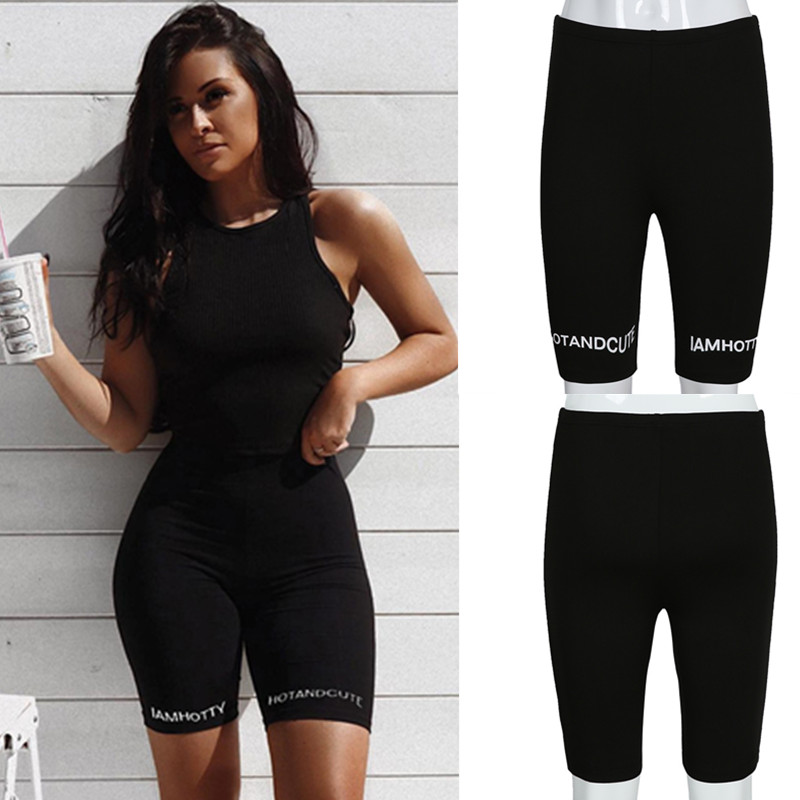 New Summer Print Women Shorts High Waist Jogging Biker Shorts Elastic Waist Fittness Skinny Shorts
