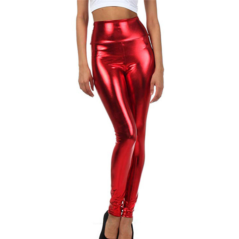 Fashion Women Shiny Liquid Pants Stretch Leggings Party Pencil Pants Leather pants Ladies Club Wear