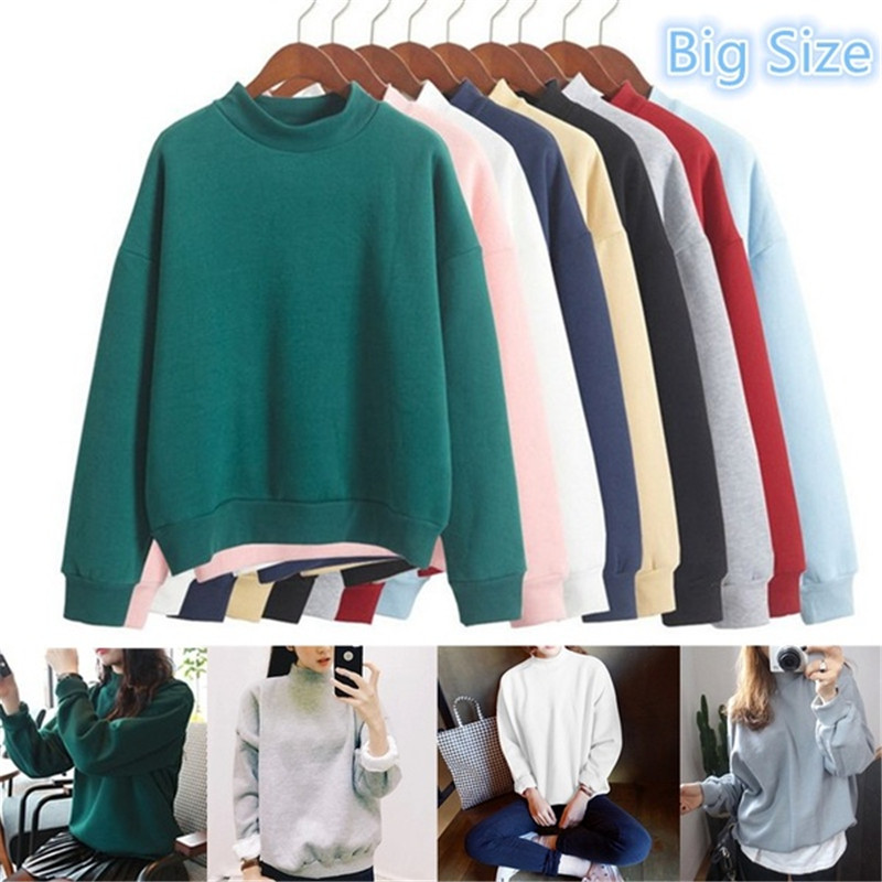 Lady Spring Autumn Thin Fleece Candy Colors Sweatshirt Students Girls Casual O-Neck Pullover Hoodies