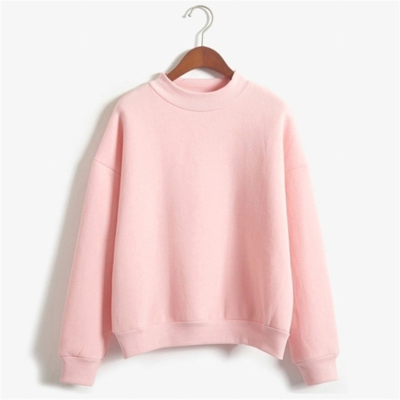 Lady Spring Autumn Thin Fleece Candy Colors Sweatshirt Students Girls Casual O-Neck Pullover Hoodies