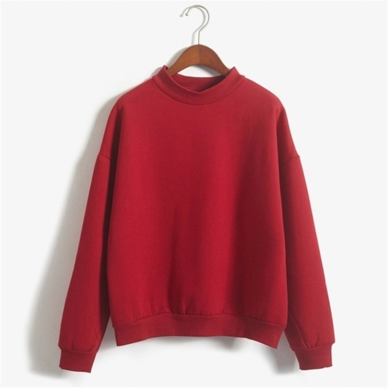Lady Spring Autumn Thin Fleece Candy Colors Sweatshirt Students Girls Casual O-Neck Pullover Hoodies