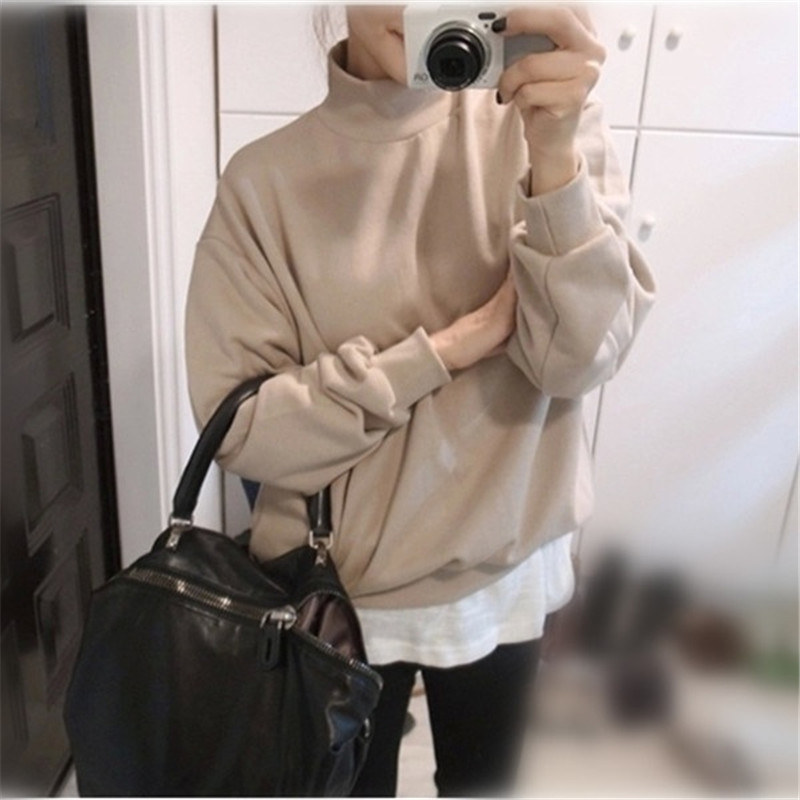 Lady Spring Autumn Thin Fleece Candy Colors Sweatshirt Students Girls Casual O-Neck Pullover Hoodies