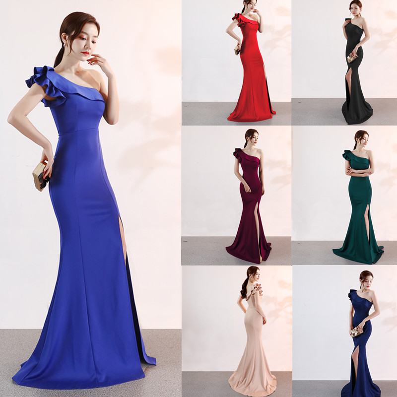 Evening dress New banquet elegant atmosphere pink long sexy thin fishtail dress Fashion women dress
