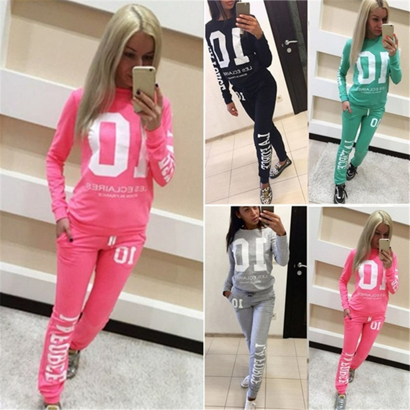 New Autumn Tracksuit For Women Ladies Casual Letter Print Sweatshirt+ Long Pants 2 piece Hoodies Set