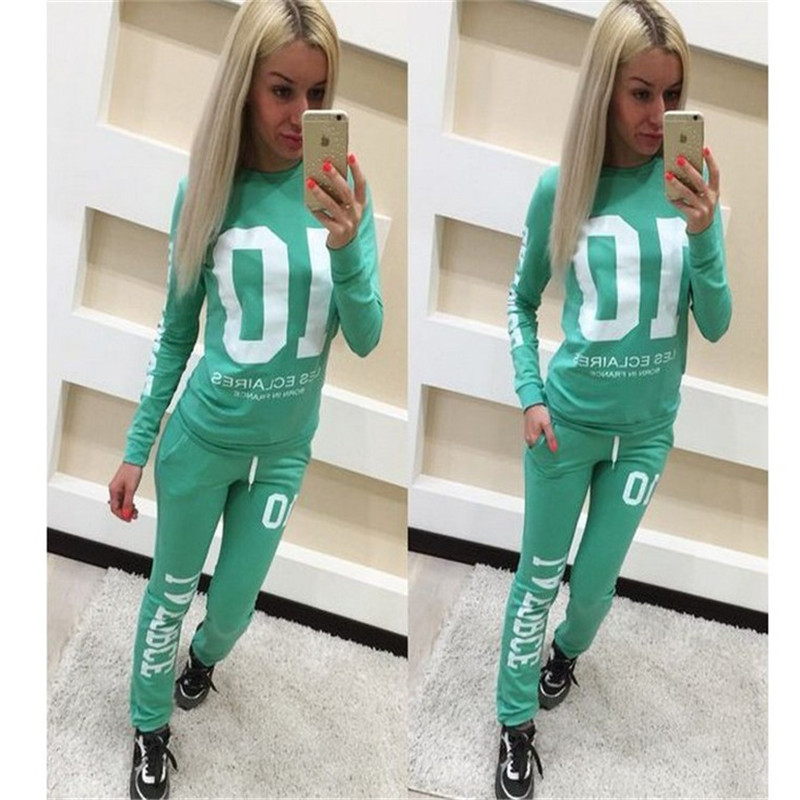 New Autumn Tracksuit For Women Ladies Casual Letter Print Sweatshirt+ Long Pants 2 piece Hoodies Set
