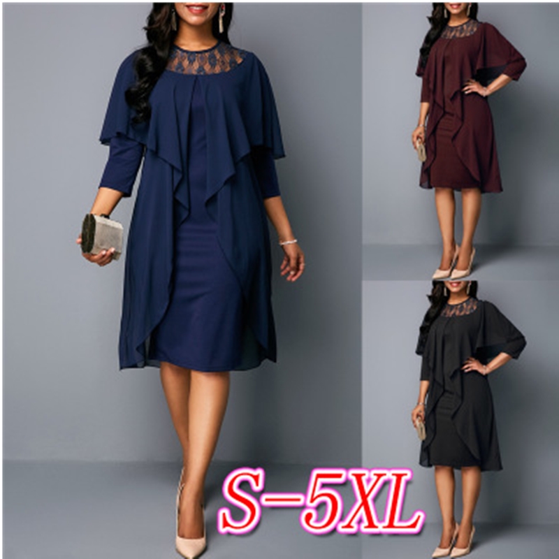 New Fashion Women&apos;s Dresses Elegant Sexy Slim Ladies Dress Seven Sleeve O-Neck Bag Hip Dress