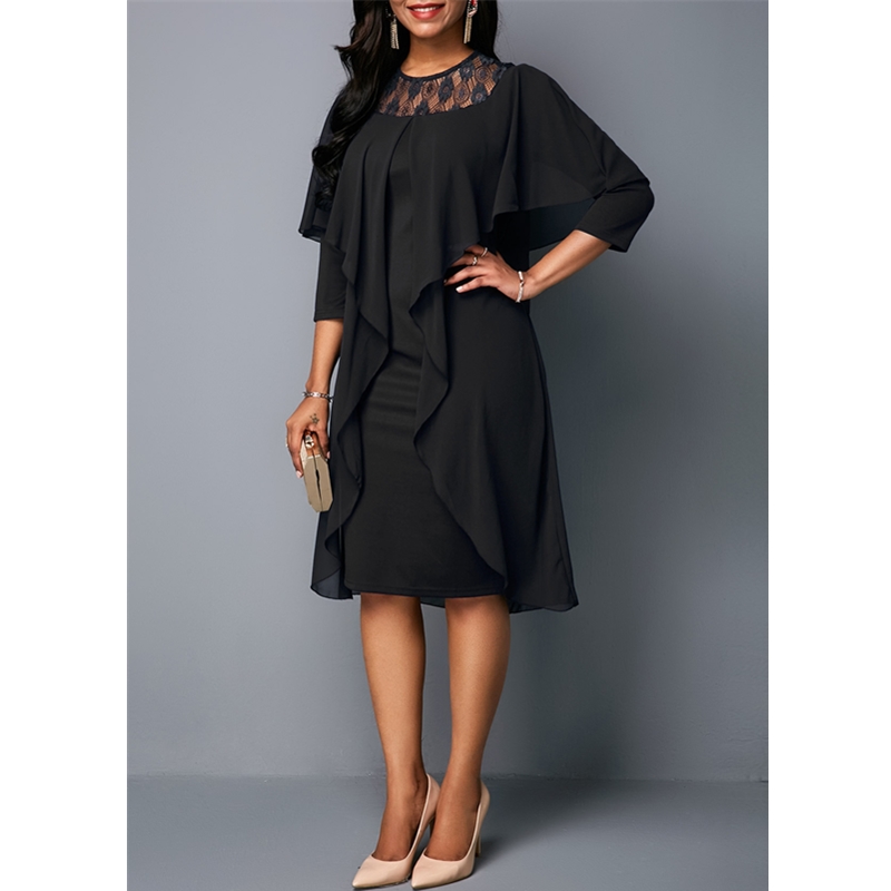 New Fashion Women&apos;s Dresses Elegant Sexy Slim Ladies Dress Seven Sleeve O-Neck Bag Hip Dress