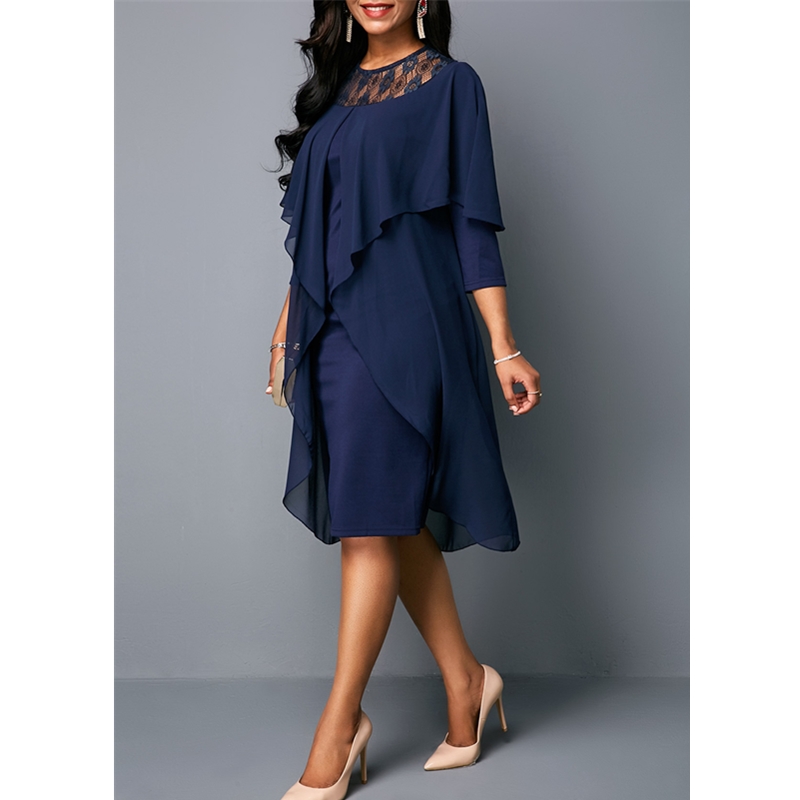 New Fashion Women&apos;s Dresses Elegant Sexy Slim Ladies Dress Seven Sleeve O-Neck Bag Hip Dress