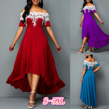 New Fashion Women&apos;s Dresses Elegant Sexy Slim Ladies Dress Short Sleeve Off-the-shoulder Dress
