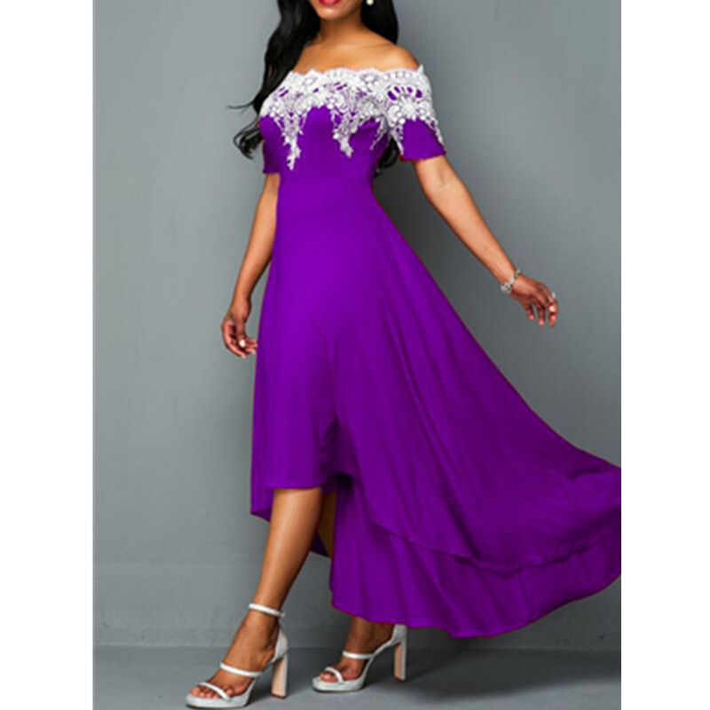 New Fashion Women&apos;s Dresses Elegant Sexy Slim Ladies Dress Short Sleeve Off-the-shoulder Dress