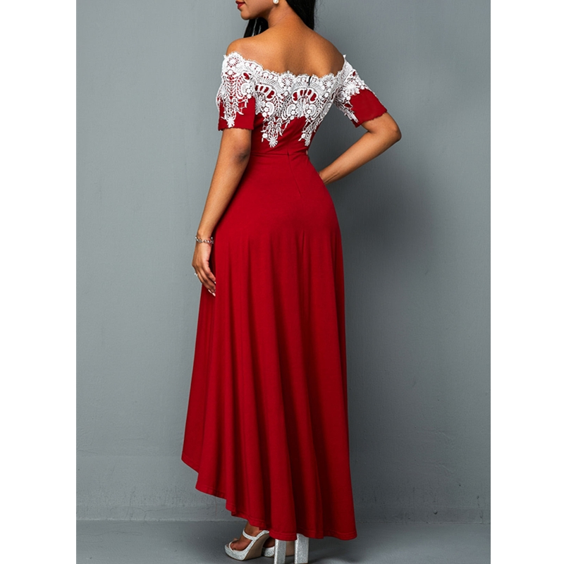 New Fashion Women&apos;s Dresses Elegant Sexy Slim Ladies Dress Short Sleeve Off-the-shoulder Dress