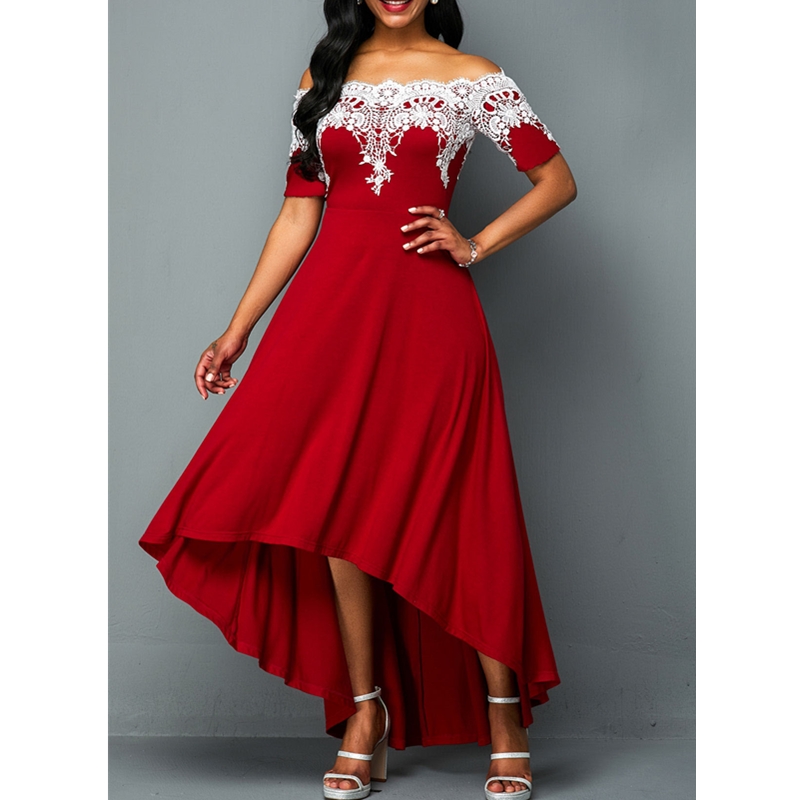 New Fashion Women&apos;s Dresses Elegant Sexy Slim Ladies Dress Short Sleeve Off-the-shoulder Dress