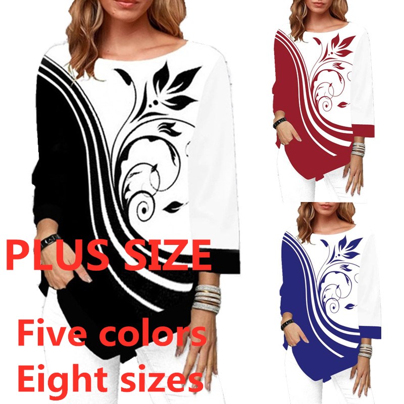 Women&apos;s Fashion Autumn Shirt Irregular Hem Long Sleeve T Shirt Casual O-Neck Ladies Tops Plus Size