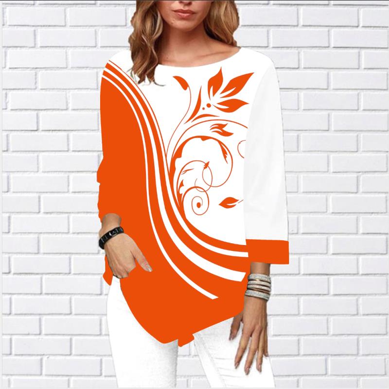Women&apos;s Fashion Autumn Shirt Irregular Hem Long Sleeve T Shirt Casual O-Neck Ladies Tops Plus Size