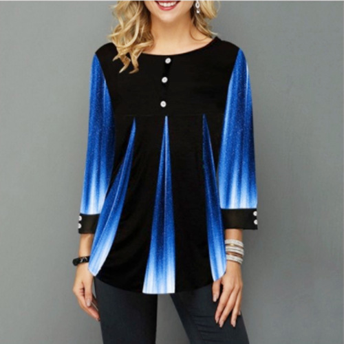 HS Fashion Women's Shirt 2020 Street Trendy O-Neck Printed Loose Blouse Slim Show Thin Ladies Tops