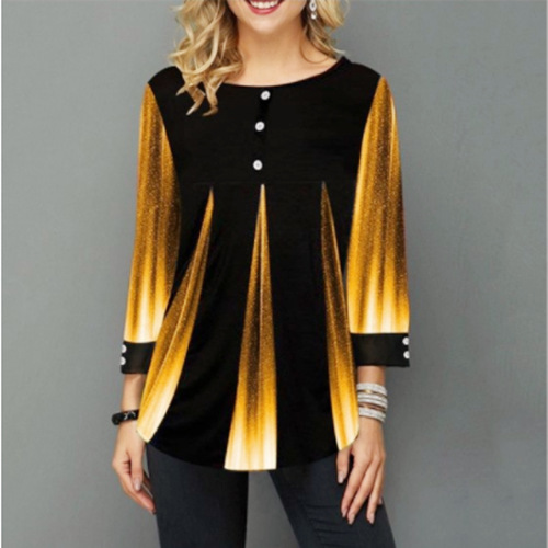 HS Fashion Women's Shirt 2020 Street Trendy O-Neck Printed Loose Blouse Slim Show Thin Ladies Tops