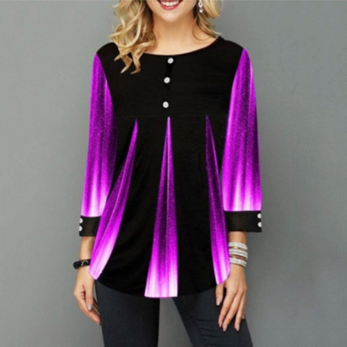 HS Fashion Women's Shirt 2020 Street Trendy O-Neck Printed Loose Blouse Slim Show Thin Ladies Tops