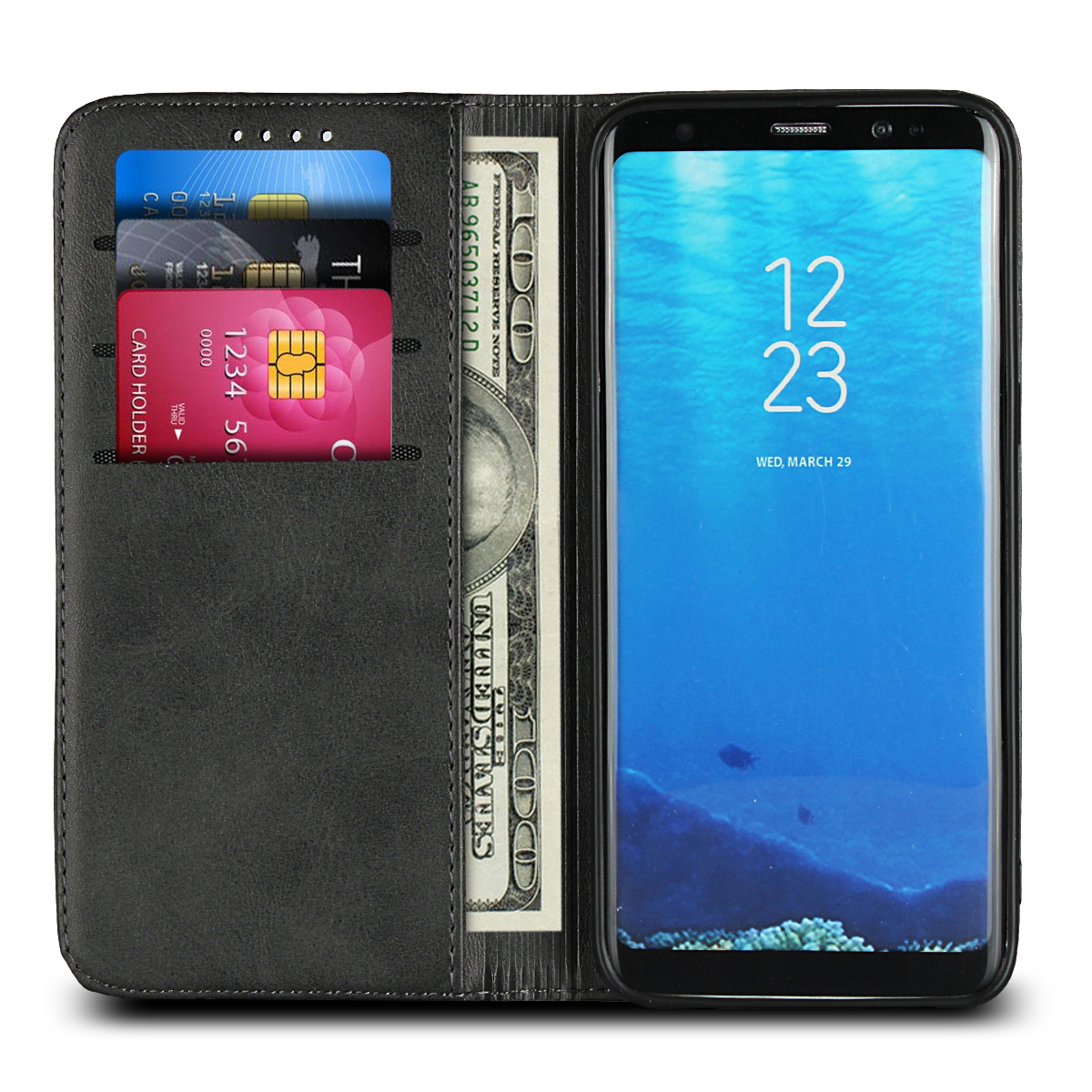 Samsung Galaxy S8/A9/NOTE9/NOTE8/A8/S9 Plus Magnetic flip wallet shockproof protective leather case