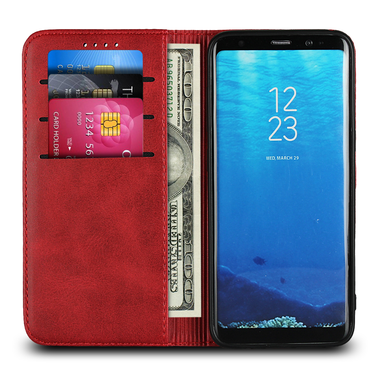 Samsung Galaxy S8/A9/NOTE9/NOTE8/A8/S9 Plus Magnetic flip wallet shockproof protective leather case
