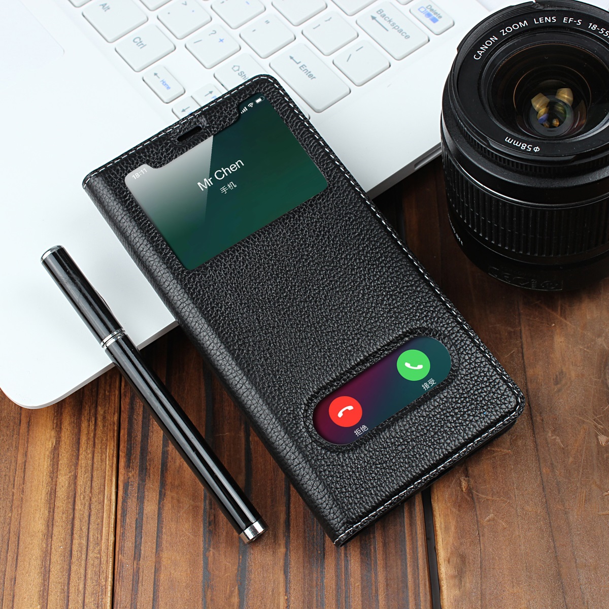 Apple iPhone X Xs max XR/iPhone 7 8  5s 5se 6s Plus Cove [Visual Window]Shockproof Flip leather Case