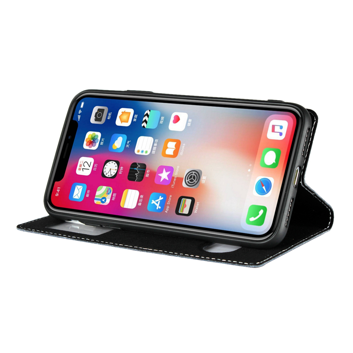 Apple iPhone X Xs max XR/iPhone 7 8  5s 5se 6s Plus Cove [Visual Window]Shockproof Flip leather Case