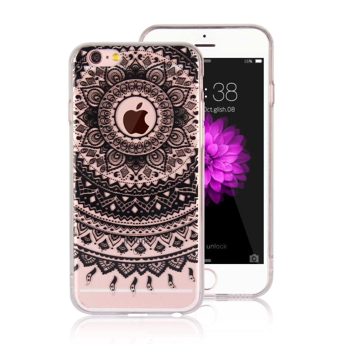 Alppe iPhone 6 6s 7 8 Plus 5s 5se Mandala pattern transparent hard PC ultra-thin shockproof cover
