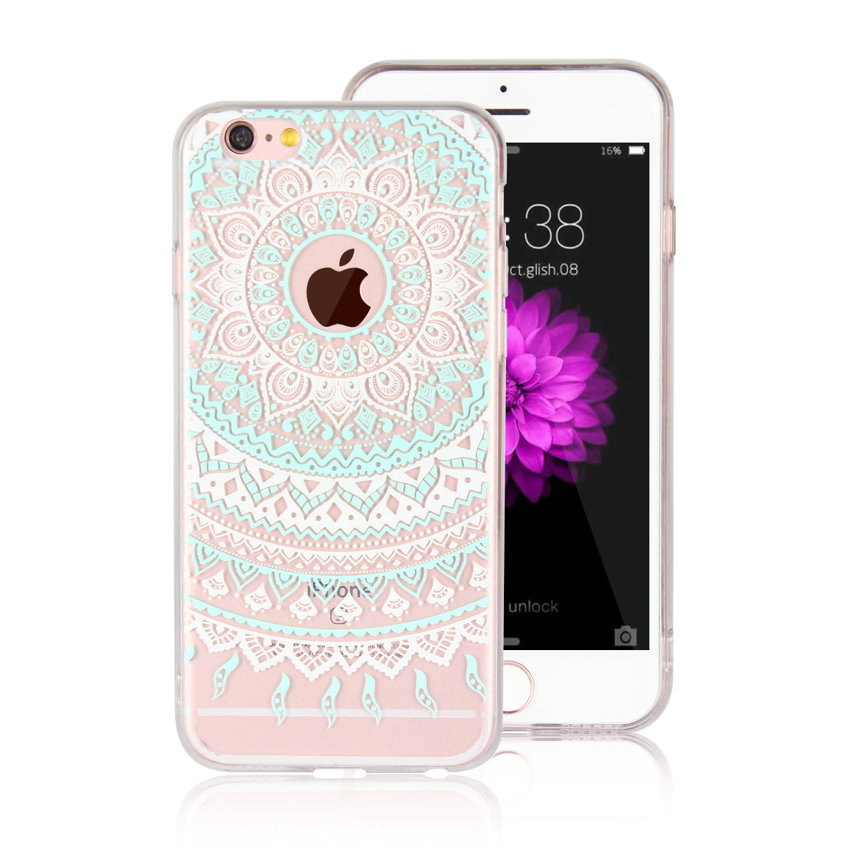 Alppe iPhone 6 6s 7 8 Plus 5s 5se Mandala pattern transparent hard PC ultra-thin shockproof cover