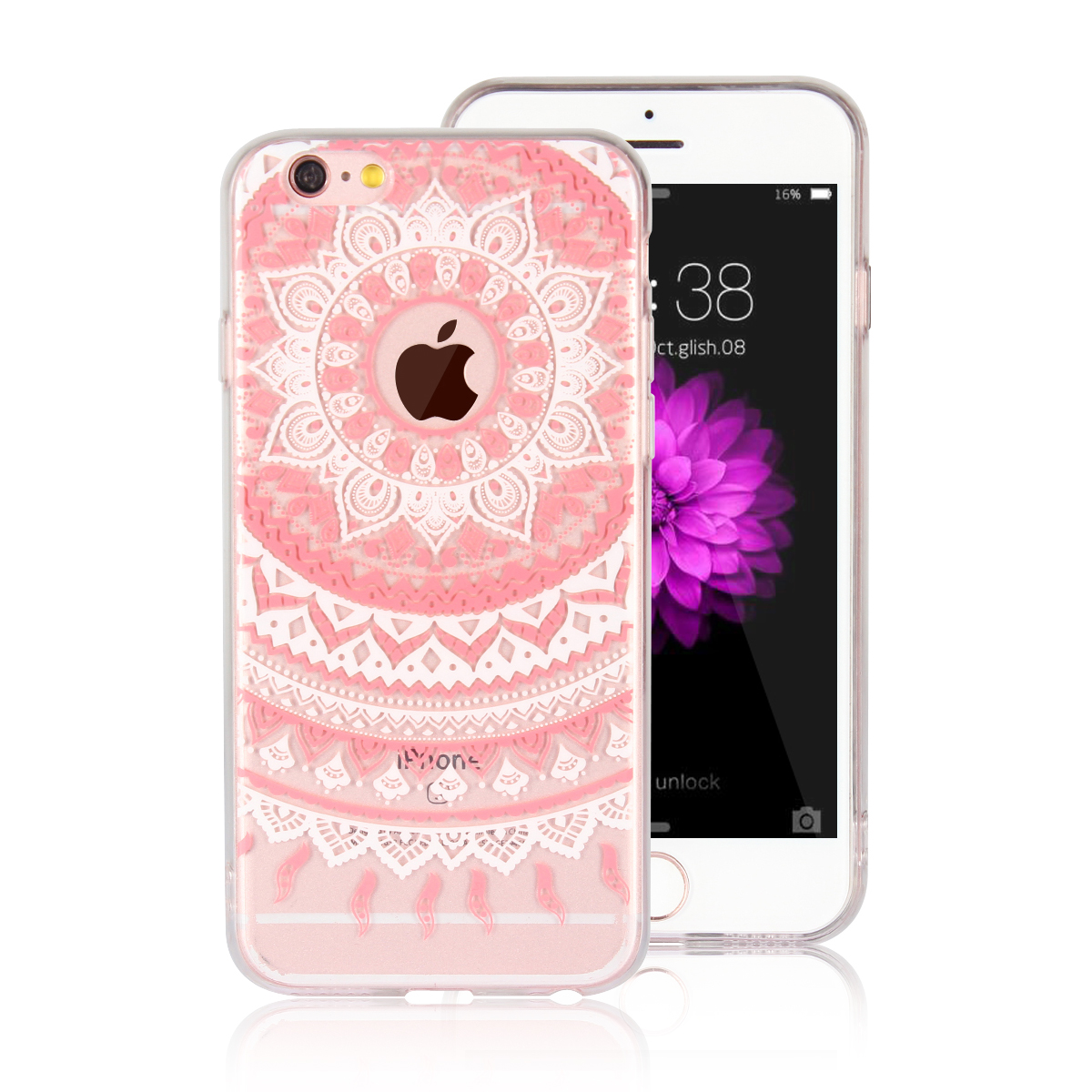 Alppe iPhone 6 6s 7 8 Plus 5s 5se Mandala pattern transparent hard PC ultra-thin shockproof cover