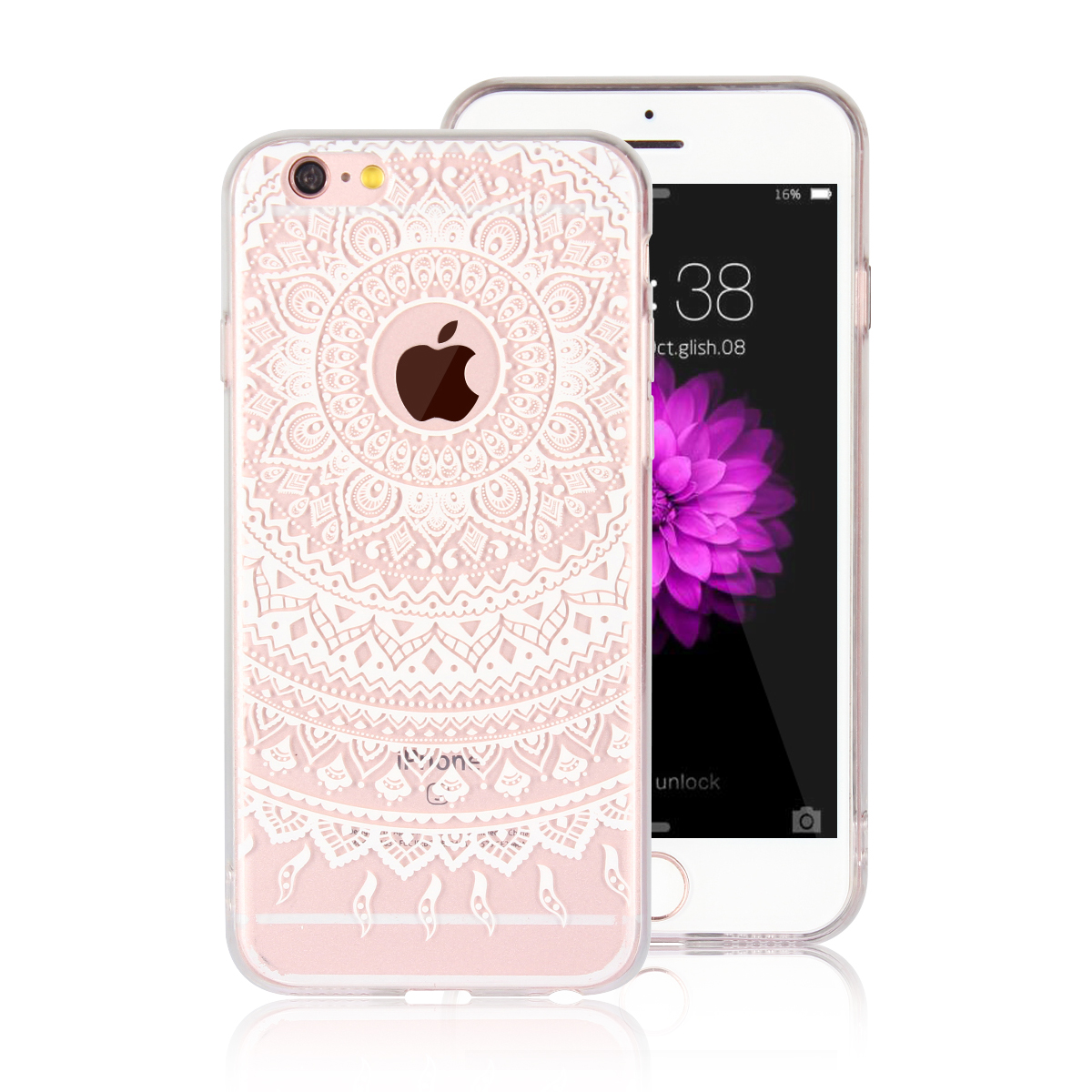 Alppe iPhone 6 6s 7 8 Plus 5s 5se Mandala pattern transparent hard PC ultra-thin shockproof cover