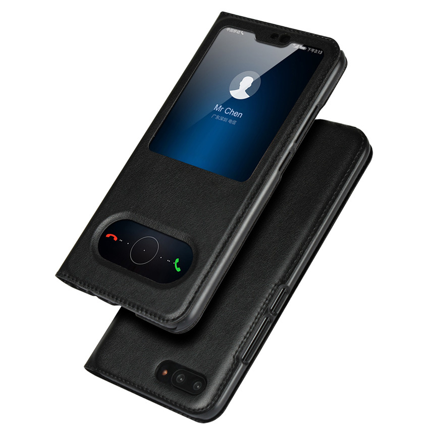 Huawei honor 10 honor V9 Plya honor 8 Lite Case[visual window]Shockproof Flip Leather Case