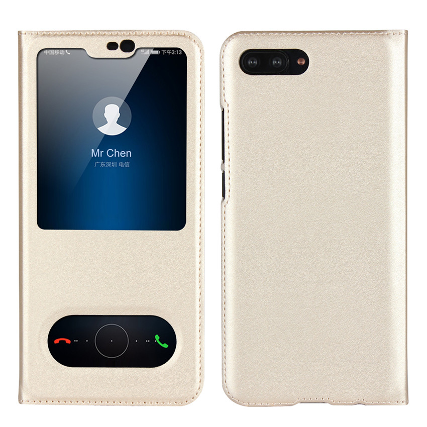 Huawei honor 10 honor V9 Plya honor 8 Lite Case[visual window]Shockproof Flip Leather Case