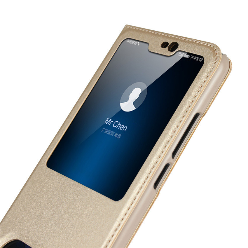 Huawei honor 10 honor V9 Plya honor 8 Lite Case[visual window]Shockproof Flip Leather Case