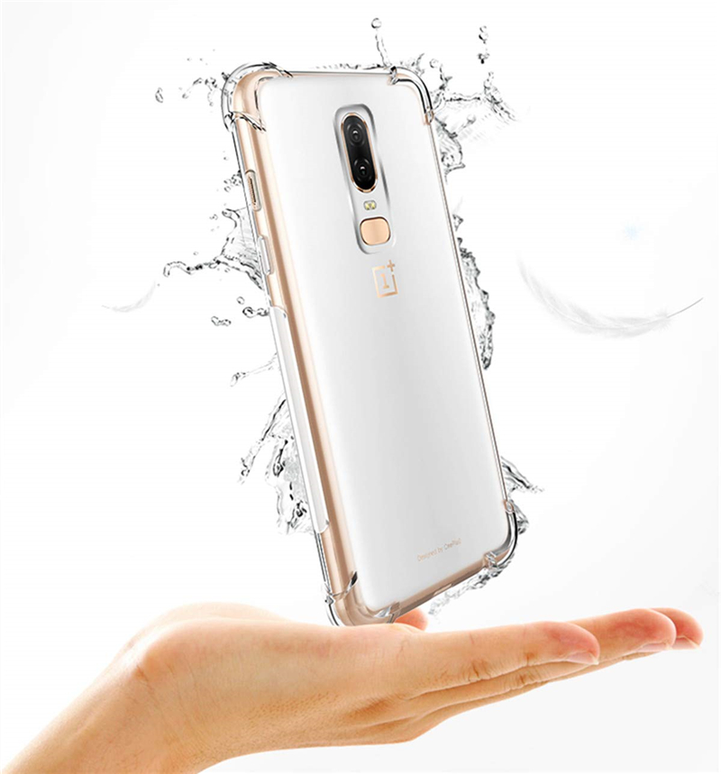 OnePlus 5 OnePlus 6 Case[Transparent]four-corner anti-fall TPU anti-skid shockproof protective cover