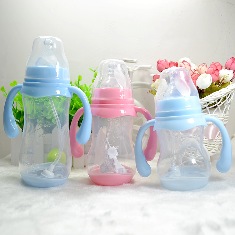 Big  or  small baby wide diameter milk bottles with large ears and warm feeling  This milk bottle is warm milk bottle, the base is warm material, when the hot water slowly white,The price is one