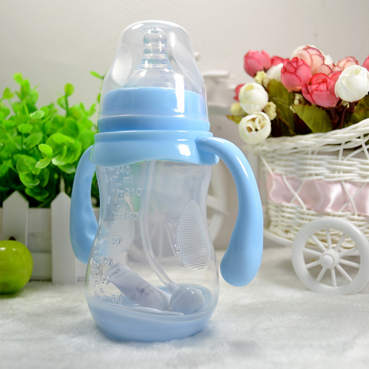 Big  or  small baby wide diameter milk bottles with large ears and warm feeling  This milk bottle is warm milk bottle, the base is warm material, when the hot water slowly white,The price is one