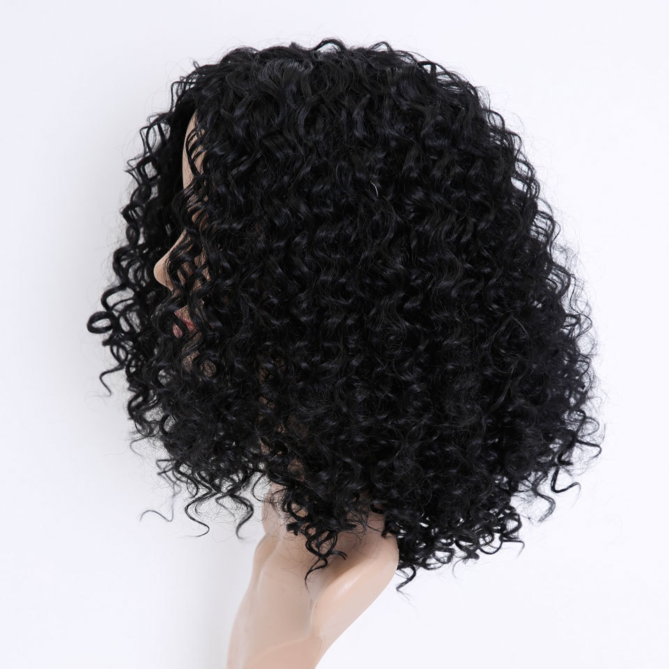 Manufacturers direct  curly wig women African black five small roll afro chemical fiber headsets  Not very hot dye  The hair material  High temperature wire  Apply to skin  Any color of skin  Apply to