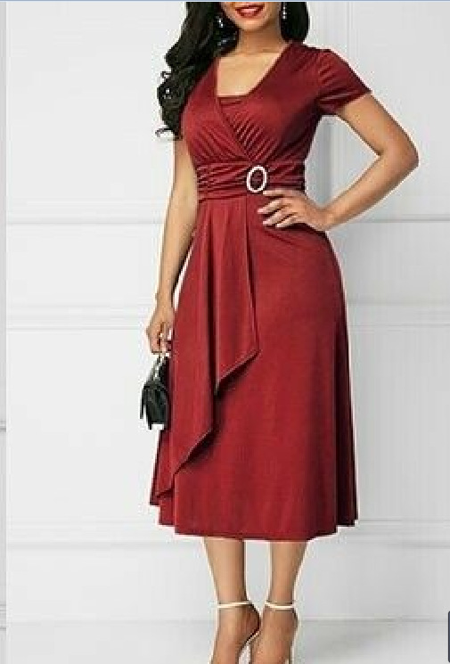 African Summer 2022 Is not sexy enough V-neck Women's High-waisted midlength Dress Solid color evening dress      Unit weight 0.35kg  Commodity attribute  Fabric name milk silk  Style street  Pure col