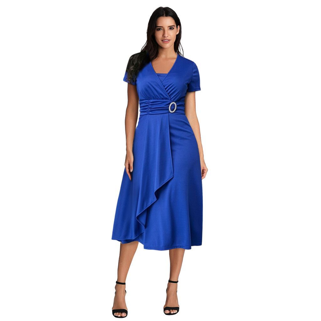 African Summer 2022 Is not sexy enough V-neck Women's High-waisted midlength Dress Solid color evening dress      Unit weight 0.35kg  Commodity attribute  Fabric name milk silk  Style street  Pure col