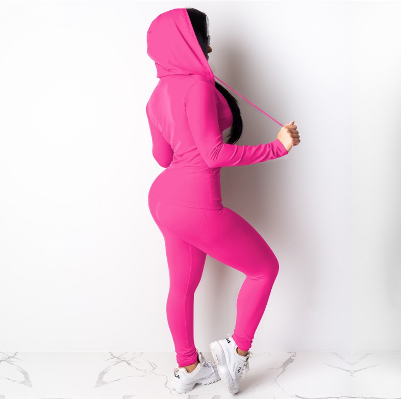 Spring 2022 New African jacket and trousers ladies leisure trade European and American sexy leisure pure color hooded two-piece set      Unit weight 0.45kg  Commodity attribute  Origin of guangzhou  T
